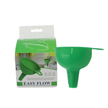 Versatile green funnel for sauces, juices, and small grains