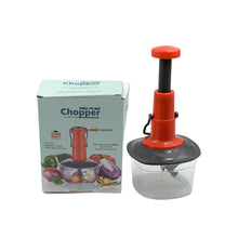 Manual chopper with anti-slip base and 3 stainless steel blades