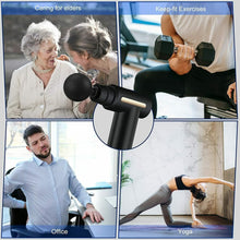 Percussion body massager with multiple speed settings for effective therapy.